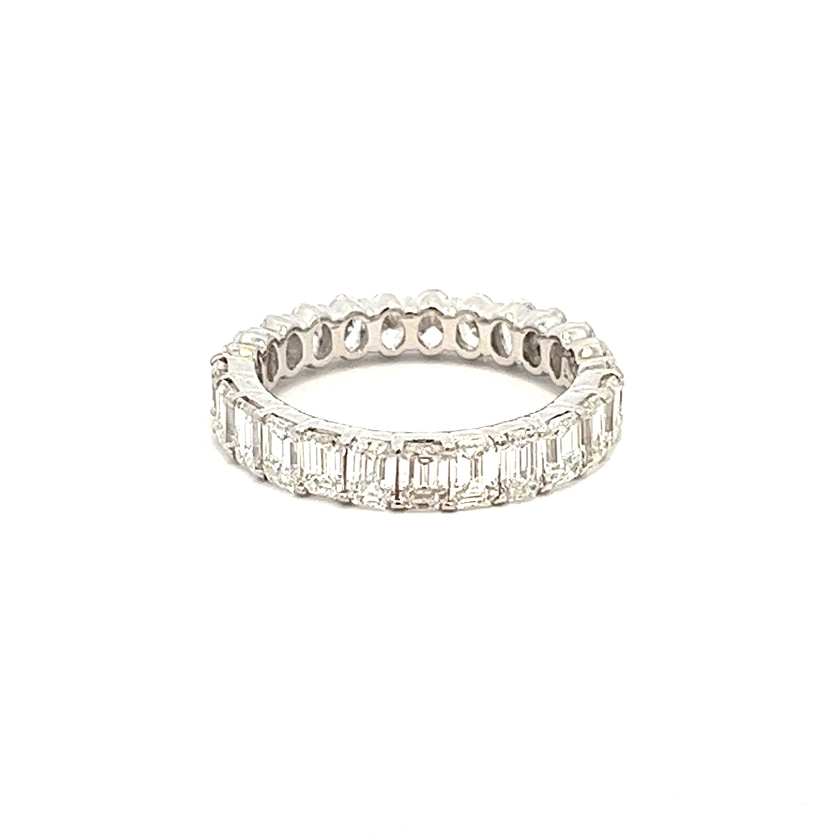 Half Oval - Half Emerald Diamond Eternity Band