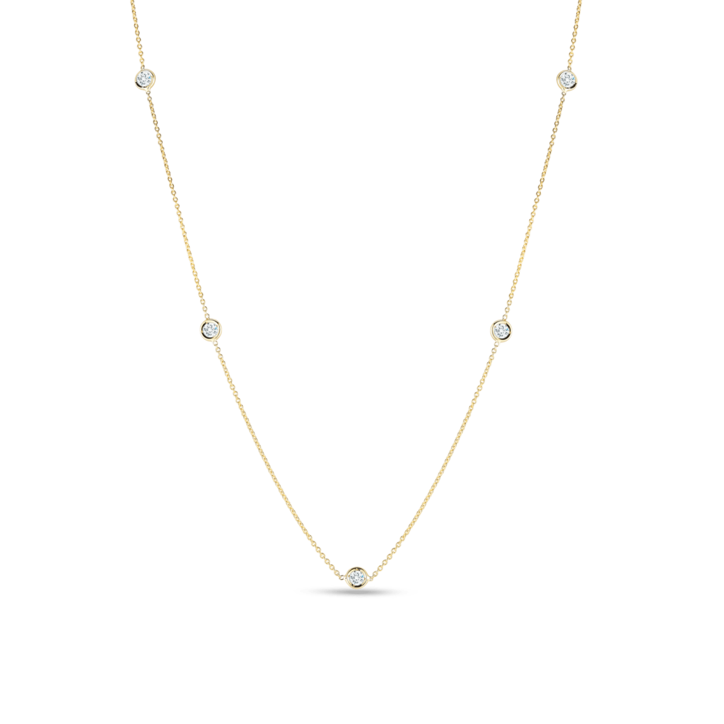 18k gold diamonds by the inch 5 station necklace from Roberto Coin....