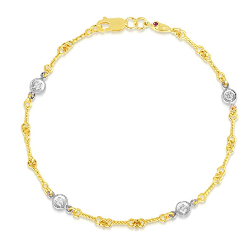 18k yellow/white diamonds by the inch four station dog bone bracele...