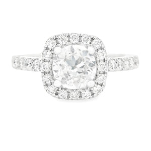 1.67ct 14k White Gold Round Brilliant Cut Diamond Halo Engagement Ring