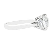 2.96ct Three Stone Cushion Cut Platinum Diamond Engagement Ring