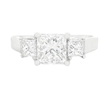 1.40ct Three Stone Princess Cut 18k White Gold Diamond Engagement Ring