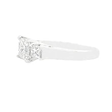 1.40ct Three Stone Princess Cut 18k White Gold Diamond Engagement Ring