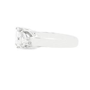 2.48ct Three Stone Radiant Cut Platinum Diamond Engagement Ring