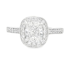 1.29ct Cushion Cut 18k White Gold Halo Engagement Ring