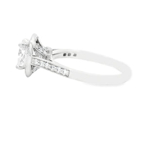 1.29ct Cushion Cut 18k White Gold Halo Engagement Ring