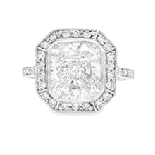 3.03ct Platinum Radiant Cut Diamond Halo Engagement Ring