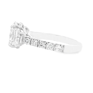 2.99ct Three Stone Oval Shape 18K White Gold Diamond Engagement Ring