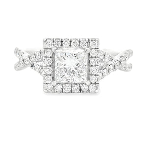 1.08ct Princess Cut 14k White Gold Twist Engagement Ring