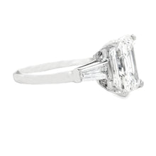 4.28ct Three Stone Emerald Cut Platinum Diamond Engagement Ring