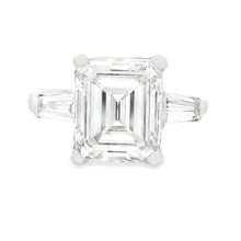 4.28ct Three Stone Emerald Cut Platinum Diamond Engagement Ring