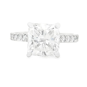 3.50ct Cushion Cut Diamond Platinum Engagement Ring