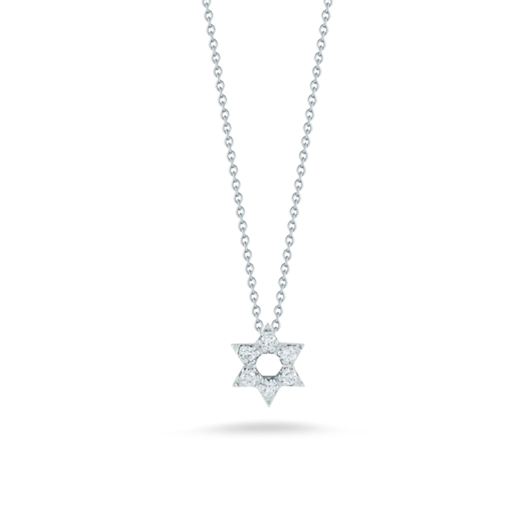 18k gold tiny treasures diamond Star of David necklace from Roberto...