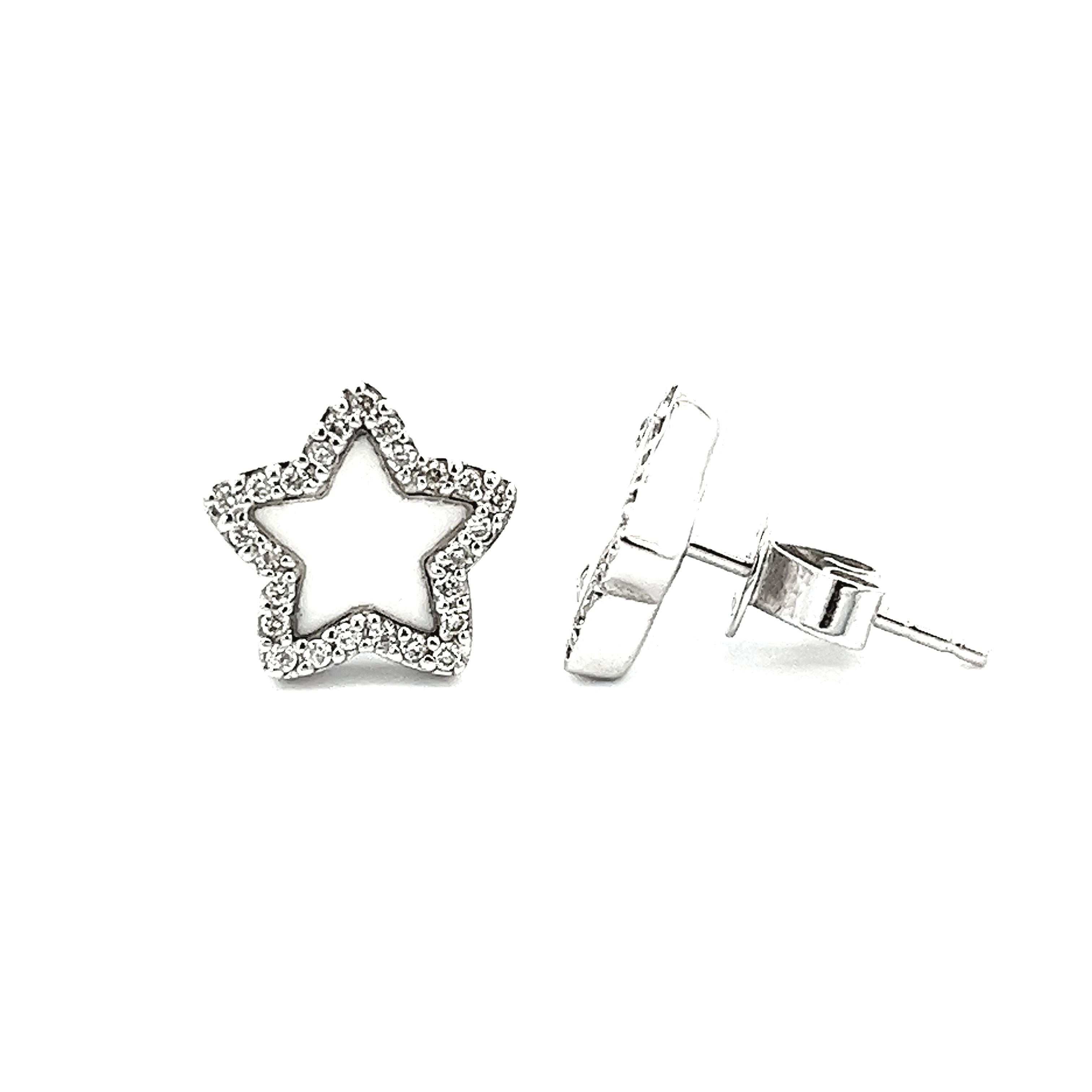 Love Diamonds 18ct White Gold Star Stud Earring