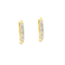 14k yellow gold huggy hoops with round brilliant cut diamonds total...