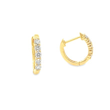 14k yellow gold huggy hoops with round brilliant cut diamonds total...