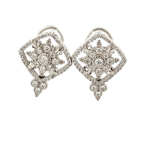 These gorgeous 18k white gold earrings feature round brilliant cut ...