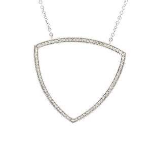 This 14k white gold necklace features round brilliant cut diamonds ...