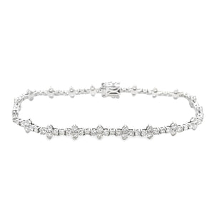 This beautiful 14k white gold diamond bracelet features 100 round b...