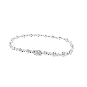 This beautiful 14k white gold diamond bracelet features 100 round b...