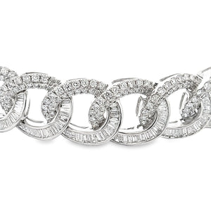 This stunning 14k white gold diamond bracelet features 333 round br...