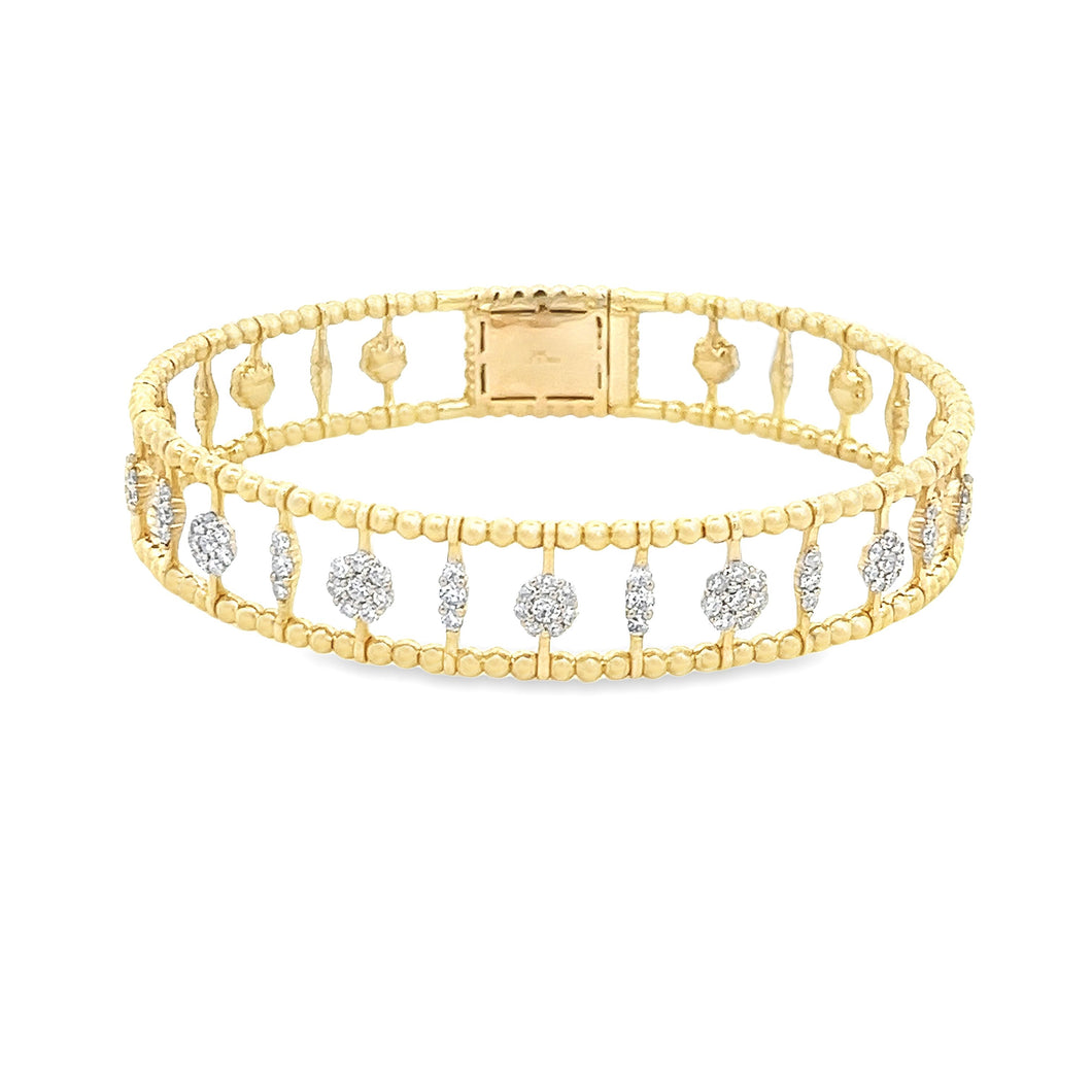 This uniquely gorgeous bangle features 140 round brilliant cut diam...