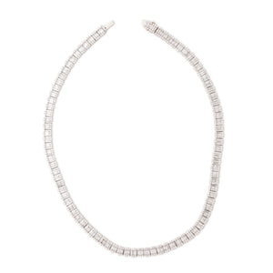 This stunning 18k white gold necklace features round brilliant cut ...