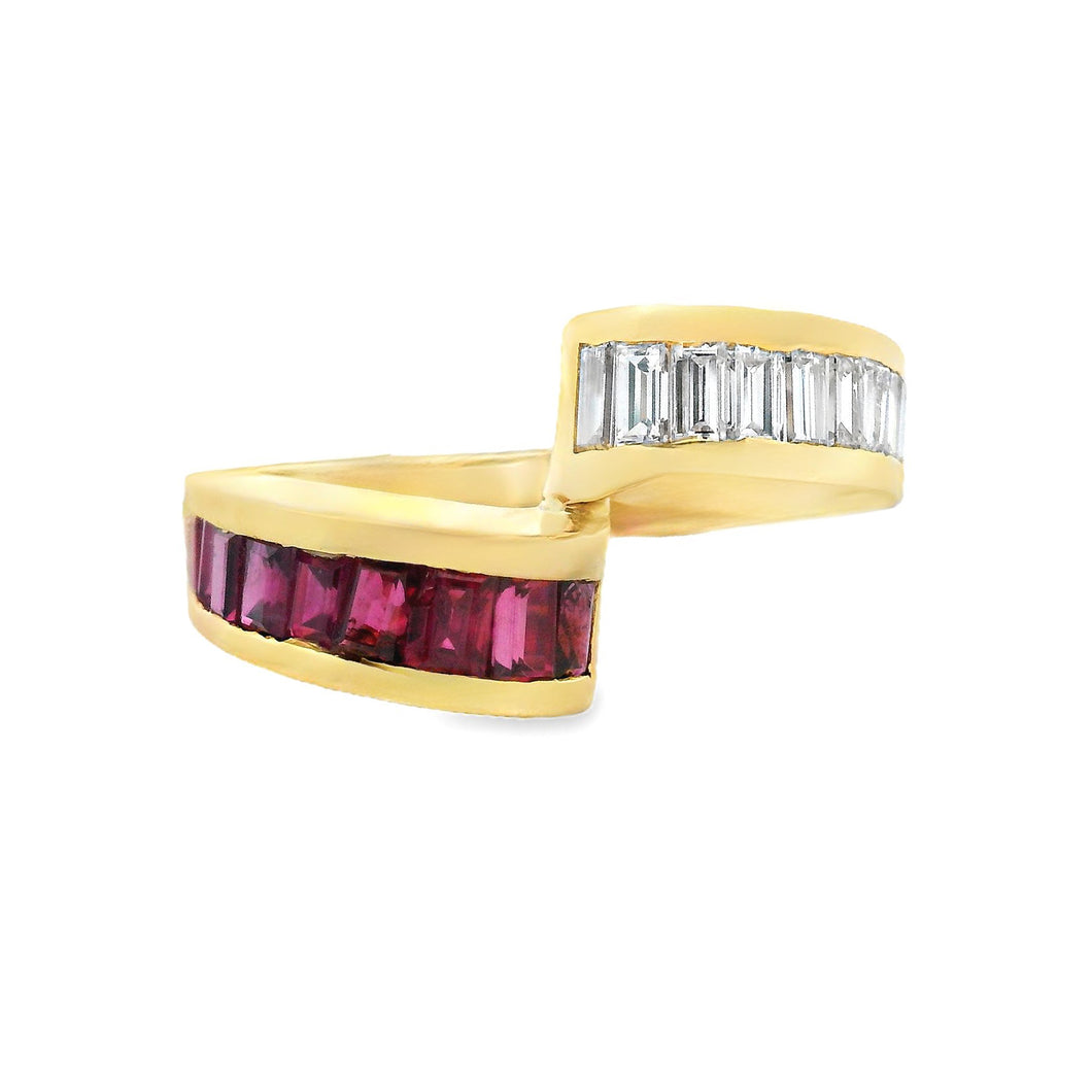 Estate 14k Yellow Gold Diamond and Ruby Ring