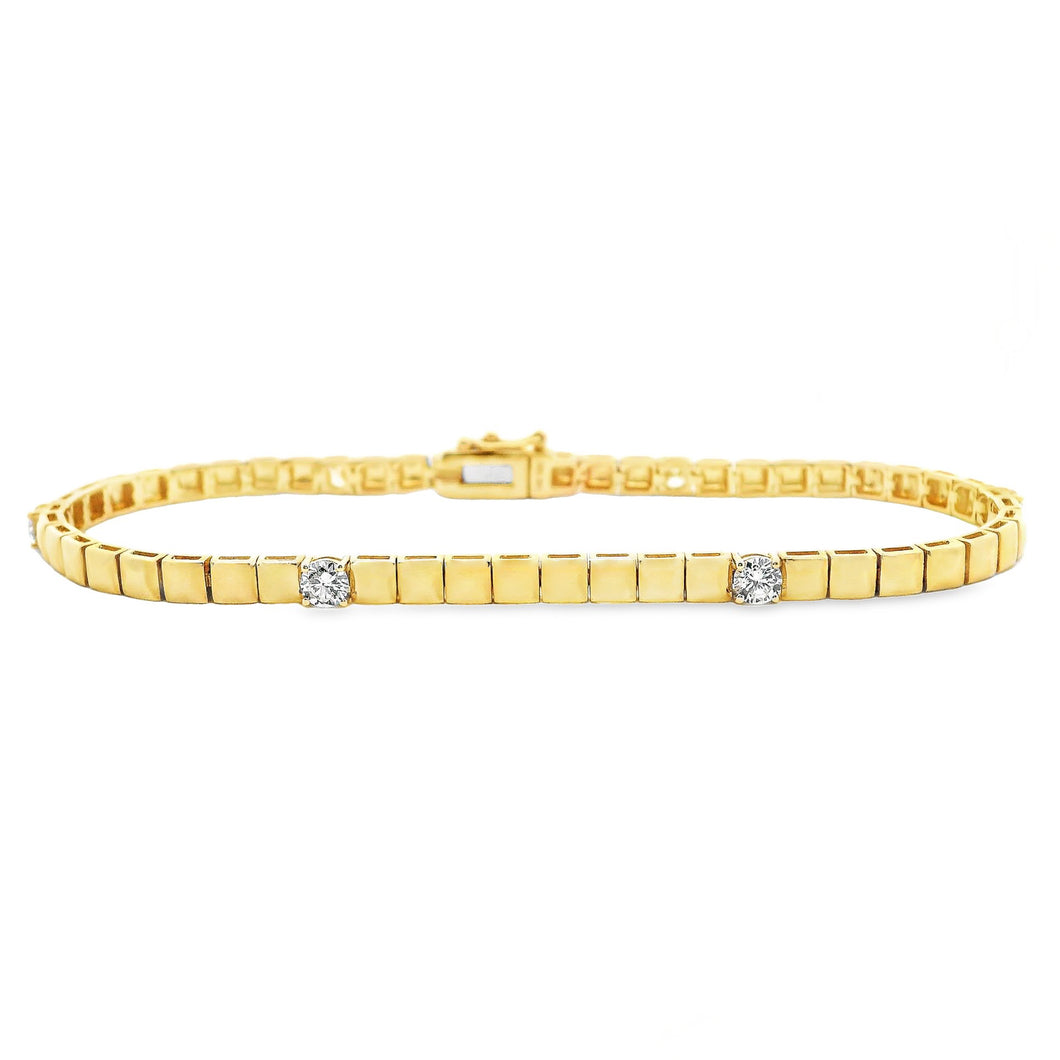 This beautiful 14k yellow gold bracelet features 6 round brilliant ...