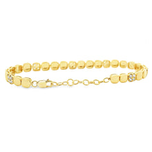 This beautiful 14k yellow gold bracelet features 32 round brilliant...