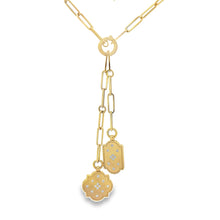 18k yellow gold Venetian diamond double medallion necklace from Rob...