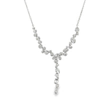 This beautiful 14k white gold diamond necklace features various sha...