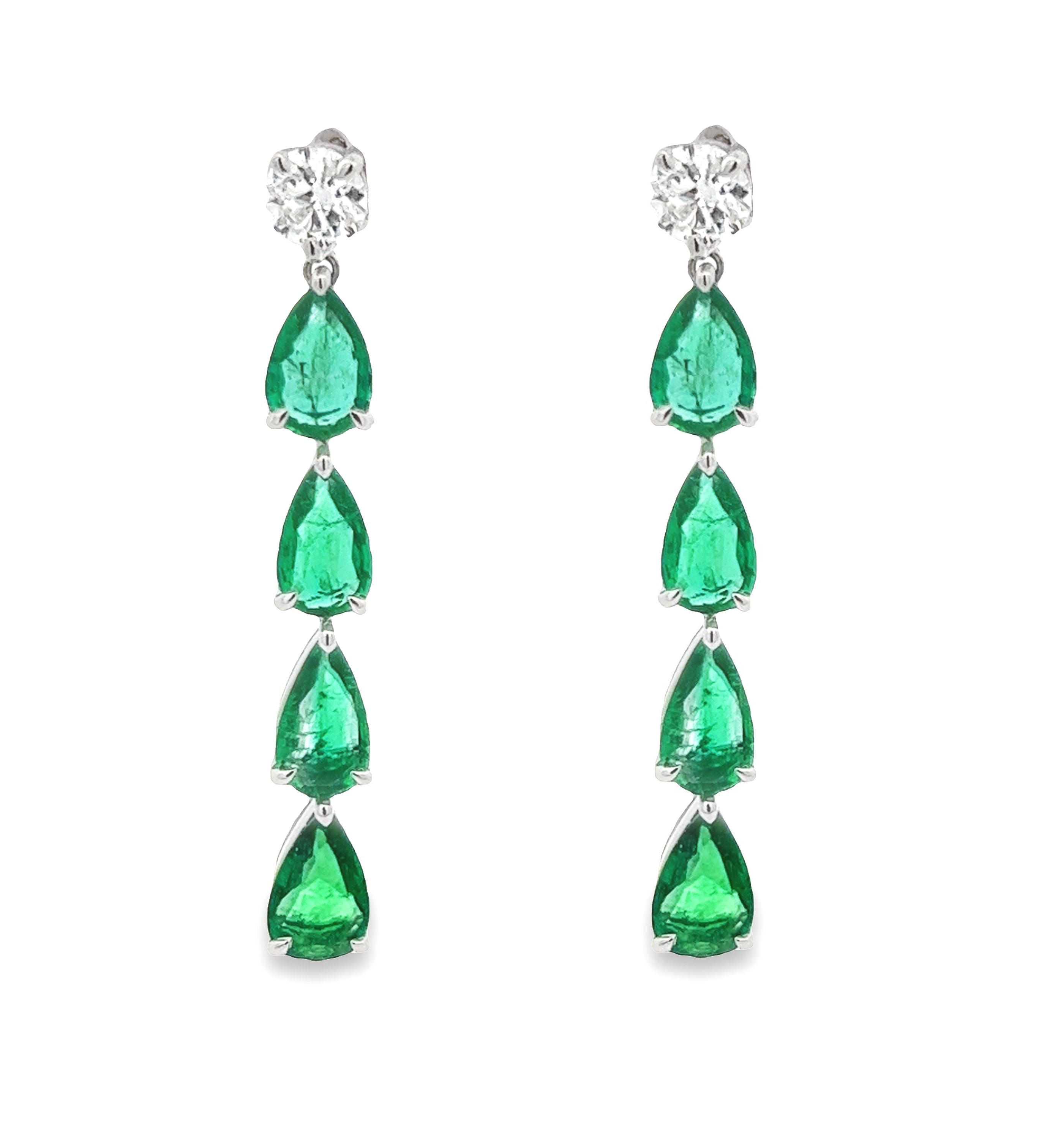 7.5CT Light and Dark Colombian Emerald Drop Earrings in Solid 14K Yellow  Gold - Etsy