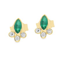 18k yellow gold dainty earrings that feature 6 round brilliant cut ...