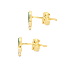 18k yellow gold dainty earrings that feature 6 round brilliant cut ...