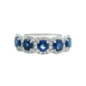 18k White Gold Diamond and Sapphire Band