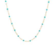 14k yellow gold necklace with enamel beads around the whole necklac...