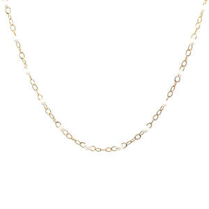 14k yellow gold necklace with enamel beads around the whole necklac...