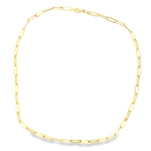 14k yellow gold paperclip chain necklace measures 18