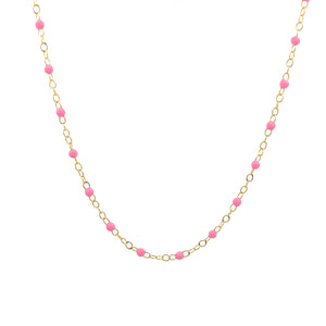 14k yellow gold necklace with enamel beads around the whole necklac...