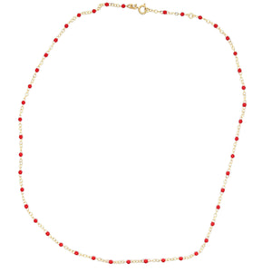 14k yellow gold necklace with enamel beads around the whole necklac...