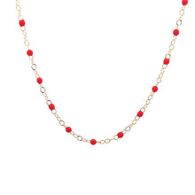 14k yellow gold necklace with enamel beads around the whole necklac...