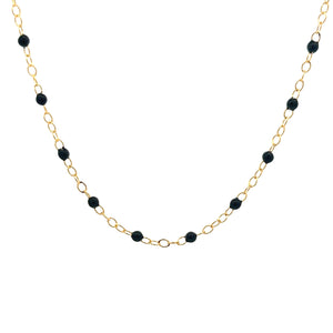 14k yellow gold necklace with enamel beads around the whole necklac...