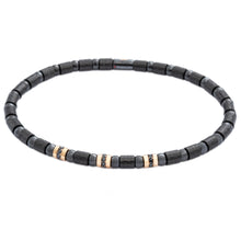 This Men's 18k rose gold matte black ceramic stretch bracelet from ...