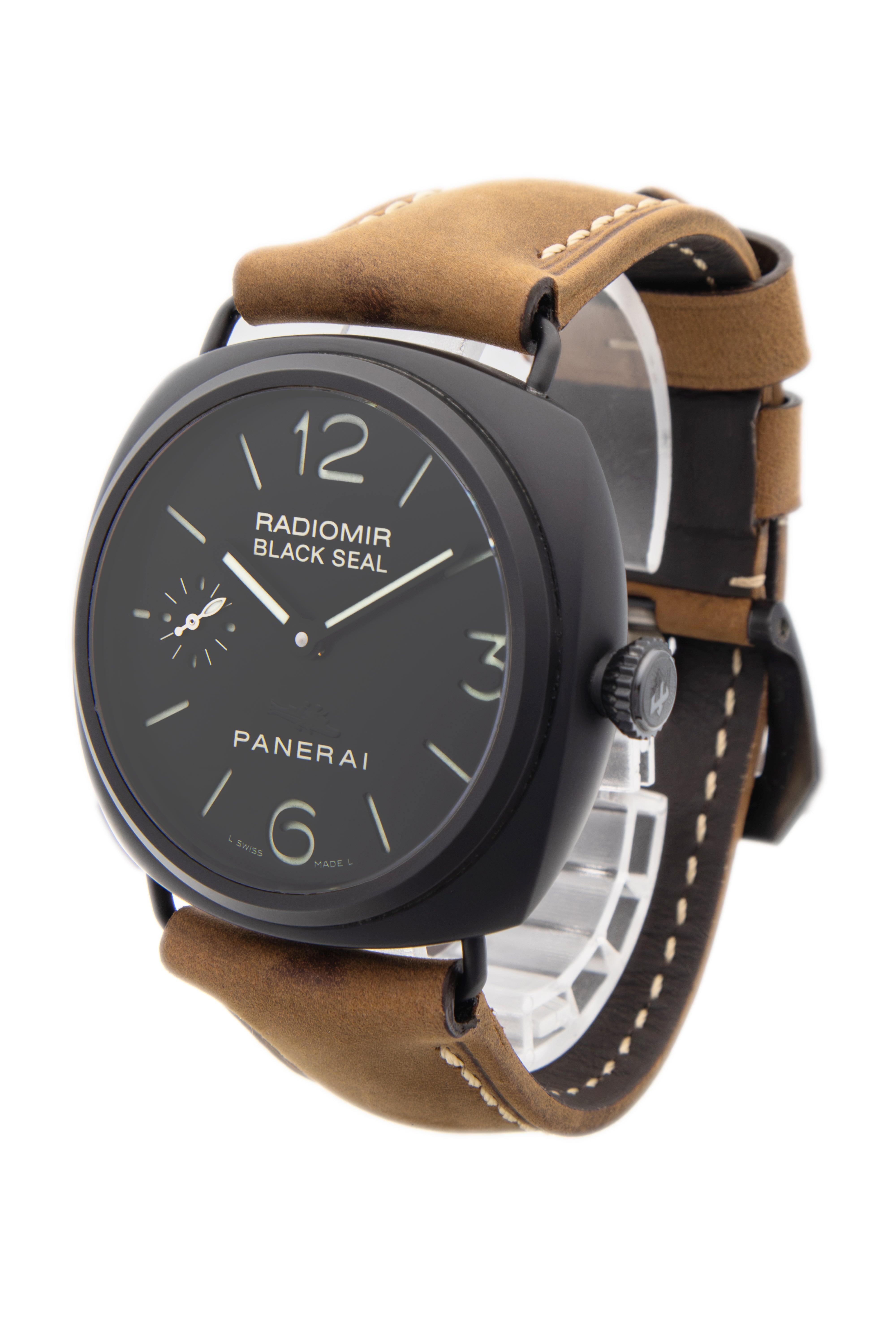 Panerai Radiomir Black Seal Ceramica Brown Leather Band Pam 292