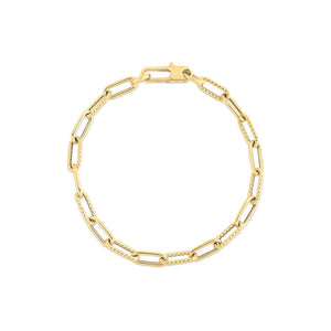 18k yellow designer gold alternating polished and fluted paperclip ...