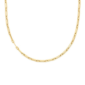 18k designer gold alternating beaded end and paperclip link chain. ...