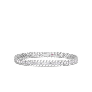 18k white gold classic diamond large ribbed tennis bracelet from Ro...