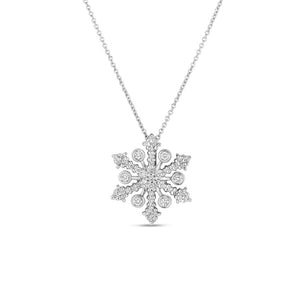 18k white gold tiny treasures diamond snowflake necklace. 

Diamond...