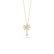 18k gold tiny treasures large diamond palm tree necklace by Roberto...